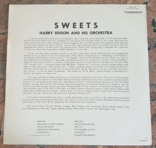HARRY EDISON and HIS ORCHESTRA Sweets (Excellent/Excellent) Verve 2352 129 SA Pressing 1975