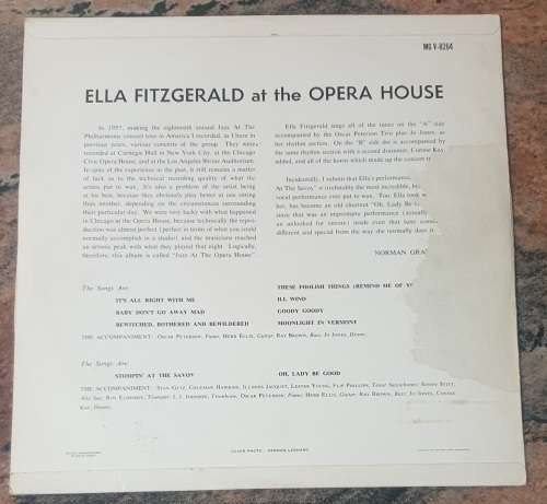 ELLA FITZGERALD At The Opera House (Excellent/Very Good) Verrve MG V 8264 South African Pressing