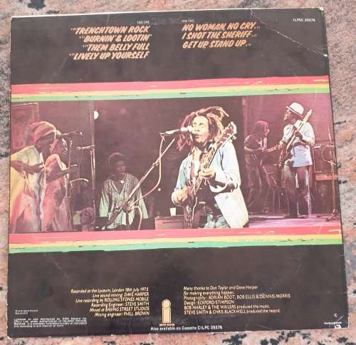 BOB MARLEY and THE WAILERS Live! (Very Good+/Very Good) Island ILPSC 29376 South African Press 1979