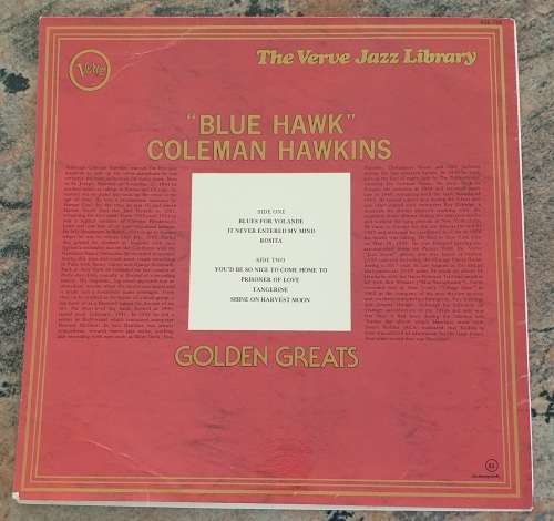 COLEMAN HAWKINS Blue Hawk (Very Good/Very Good+) Verve VJL 106 SA Pressing 1977 - Collection
