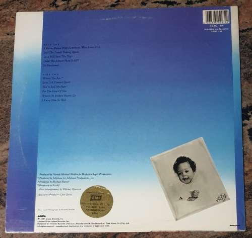 WHITNEY HOUSTON Whitney (Very Good+/Very Good+) Arista ASTC 194 SA Pressing 1987