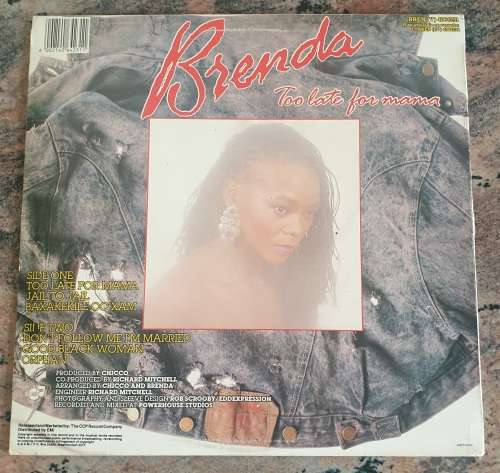 BRENDA FASSIE Too Late For Mama (VG/VG) CCP BREN (V) 4064231 SA Press 1989 - Lyrics - VERY RARE