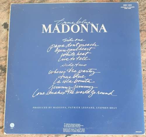 MADONNA True Blue (Very Good/Very Good+) Sire Records WBC 1604 SA Pressing 1986 - Inner with lyrics