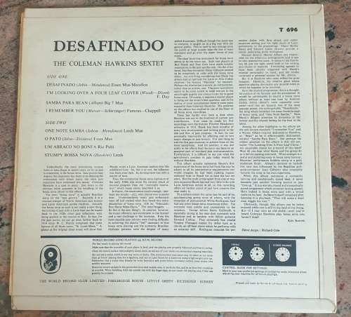COLEMAN HAWKINS Sextet Desafinado (Very Good+/Very Good+) World Sound T 696 United Kingdom Pressing