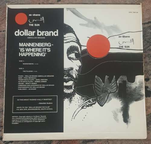 DOLLAR BRAND Mannenberg Is Whre It`s Happening (VG+/VG+) The Sun SRK 786134 SA Pressing