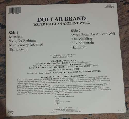 DOLLAR BRAND (Abdullah Ibrahim) Water From An Ancient Well (VG/VG+) Roots ROTH 112 SA Pressing 1988