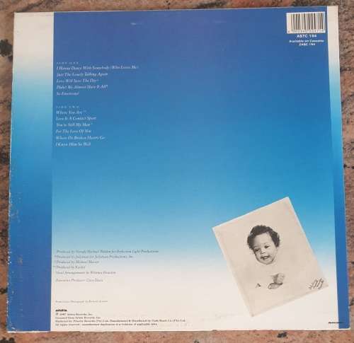 WHITNEY HOUSTON Whitney (Good+/Very Good) Arista ASTC 194 SA Pressing 1987 - Lyrics inside