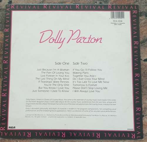 DOLLY PARTON Dolly - Revival - The Best Of (Very Good+/Very Good+) RCA RCAL 6036 SA Pressing 1985