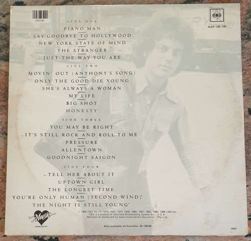 BILLY JOEL Greatest Hits Vo. I and II - Double LP (Very Good+/VG) CBS SGP 139/140 SA Press - Lyrics