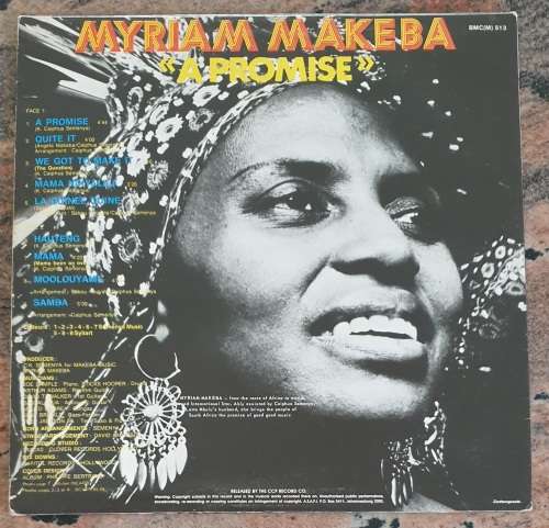 MYRIAM MAKEBA A Promise (Good+/Very Good) Black Music BMC(M) 513 SA Pressing