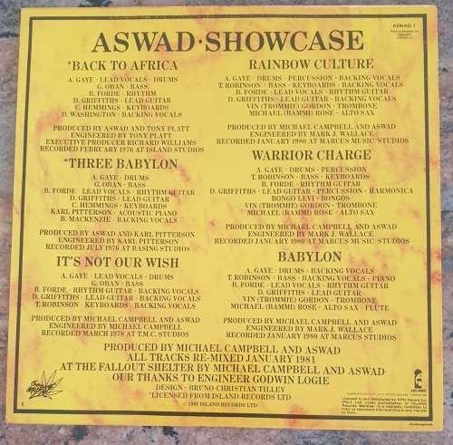 ASWAD Showcase  - Extended dub versions (Very Goood+/Very Good+) Island ASWAD 1 SA Pressing 1981