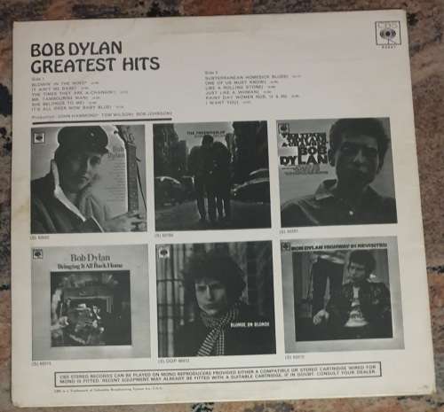 BOB DYLAN Greatest Hits (Very Good/Very Good) CBS 62847 United Kingdom Pressing - Slightly Warped