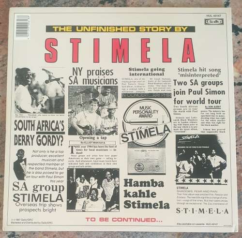 STIMELA The Unfinished Story - Gatefold (VG+/VG+) Gallo HUL 40147 SA Pressing 1987 - Lyrics - RARE