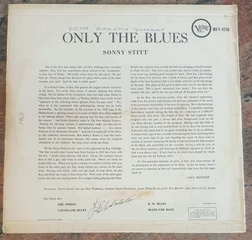 SONNY STITT Only The Blues (Very Good/Very Good) Verve MG V 8250 SA Pressing - VERY RARE