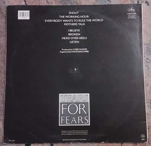 TEARS FOR FEARS Songs From The Big Chair (Very Good/Fair) Mercury STAR 5389 SA Pressing 1985