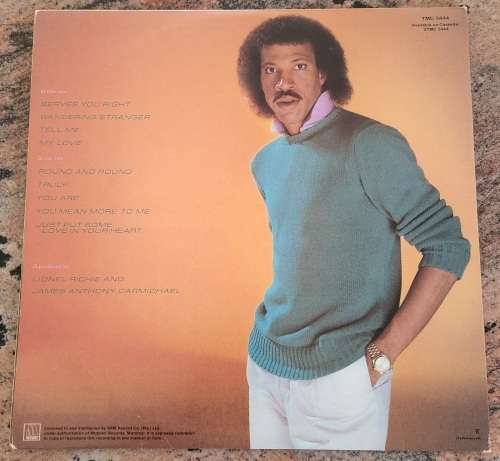 LIONEL RICHIE Lionel Richie - Gatefold (VG/VG+) Motown TMC 5444 SA Pressing 1982 - Lyrics inside