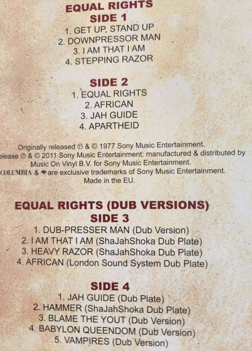 PETER TOSH Equal Rights - 2 X LP 180g (Near Mint) Columbia MOVLP341 European Pressing - Reissue