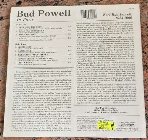 BUD POWELL In Paris (Very Good+/Excellent) Trend DS 830 USA Pressing 1981 - VERY RARE