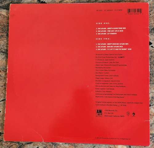 JANET JACKSON Escapade (Good+/Very Good+) SP 12352 USA Pressing 1989 - ``12 MAXI SINGLE
