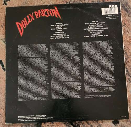 DOLLY PARTON The Very Best Of (Very Good/Very Good+) RCA RACAL 6011 SA Pressing 1985