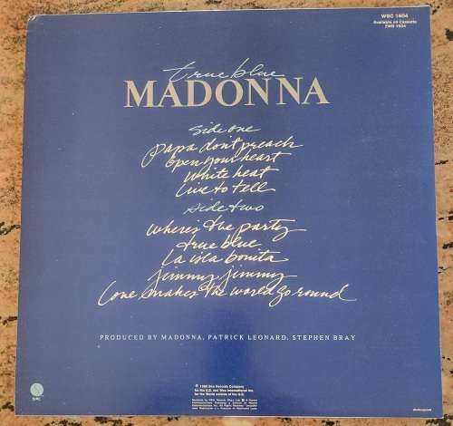 MADONNA True Blue (EXc/Exc) WBC 1604 SA Press 1986 - POSTER - Lyrics inside