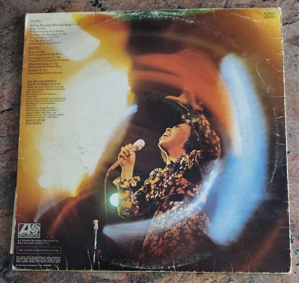 ROBERTA FLACK Killing Me Softly (VG+/VG) Atlantic K 50021 UK Pressing 1973 - Piano sleeve