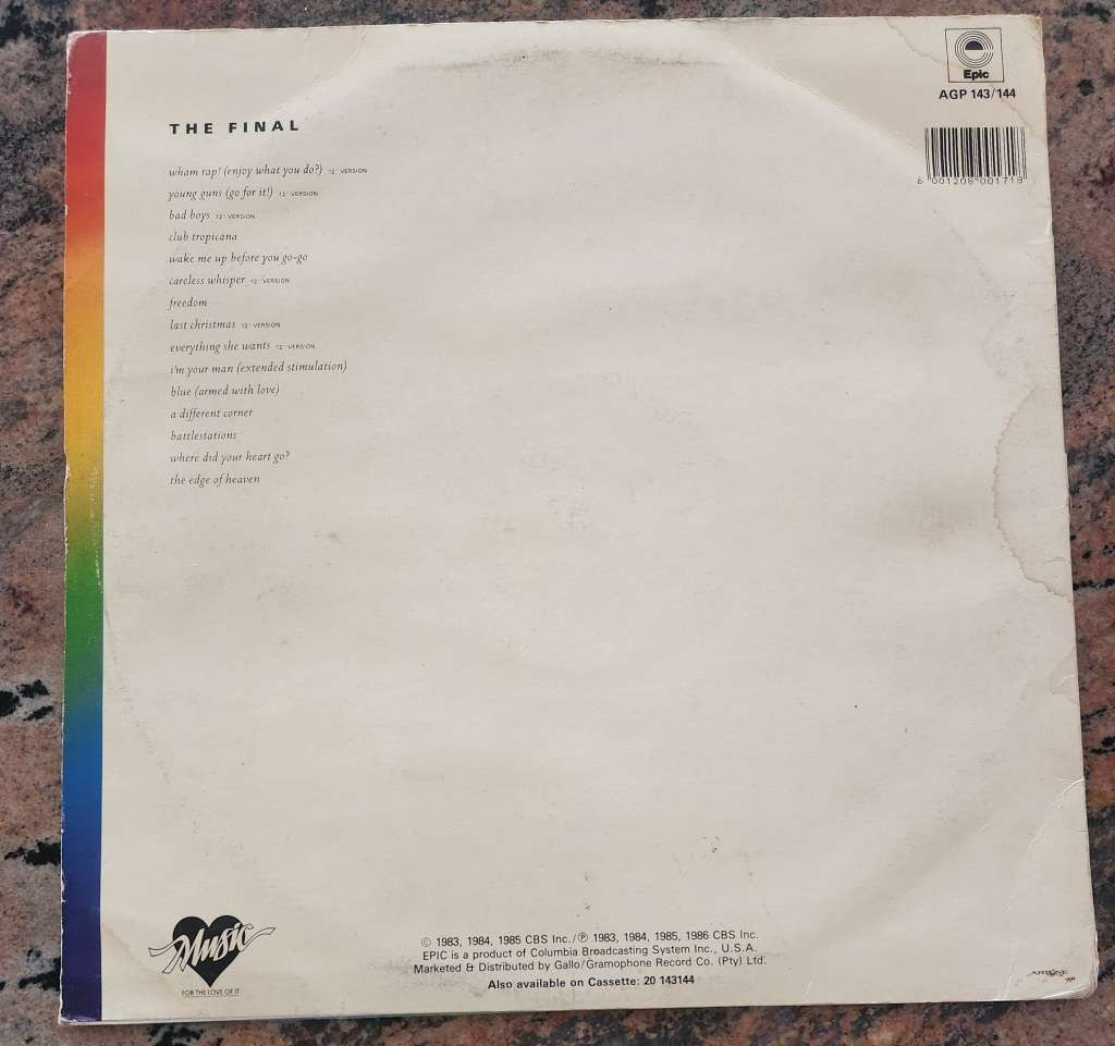 WHAM The Final - Double LP (Very Good/Very Good) Epic AGP 143/144 SA Pressing 1986