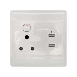 Wall Socket plus 2 X USB(2.1 AMP 5V Charge your phone)