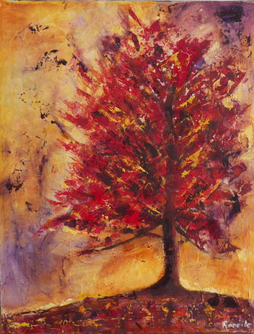 Red Tree - Oil Painting (280mm x 350mm)
