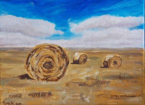 Bales of Hay - Acrylics on canvas (220mm x 290mm x 20mm)