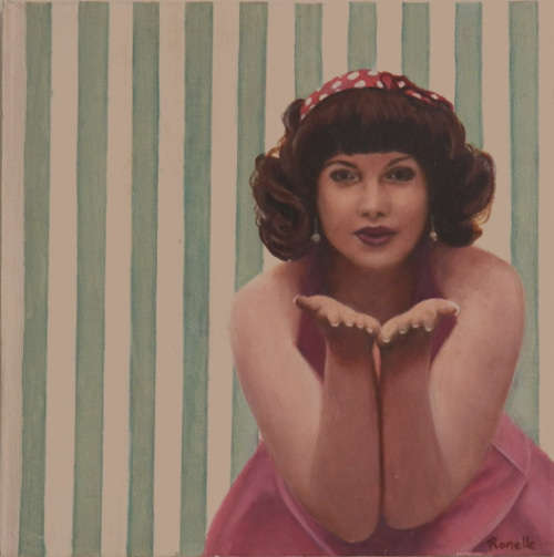 Retro Lady - Oil painting (250mm x 250mm x 30mm)