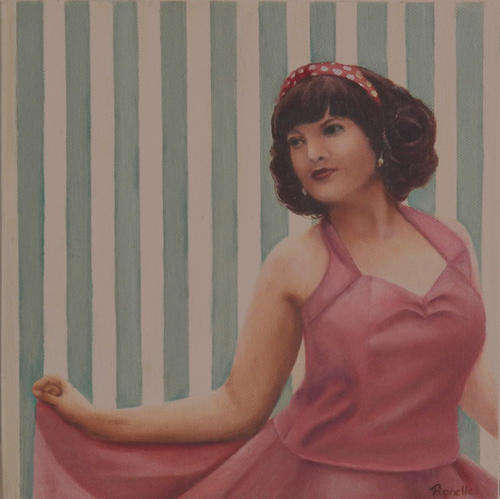"Retro Lady I" Oil painting (255mm x 255mm x 35mm)