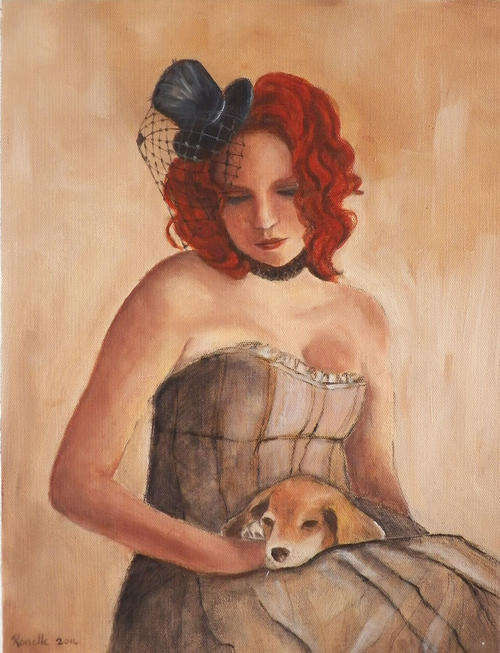 "Victorian Girl" Oil & charcoal on canvas (300mm x 400mm)