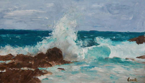 Ocean Landscape - Oil painting on wooden panel (170mm x 300mm)