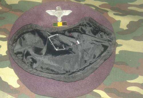 SADF 44 PARACHUTE BRIGADE BERET WITH BADGE AND BALKIE
