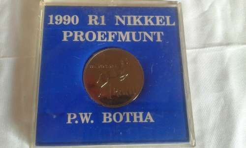 1990 P.W. BOTHA NICKEL R1 PROOF COIN