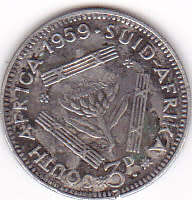 1959 UNION OF SOUTH AFRICA  SILVER THREEPENCE (TICKEY)