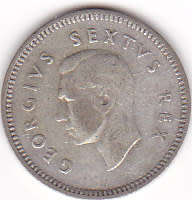 1951 UNION OF SOUTH AFRICA  SILVER THREEPENCE (TICKEY)