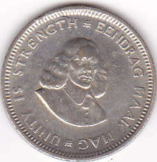 1963 SOUTH AFRICA  FIVE CENTS SILVER