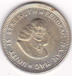 1962 SOUTH AFRICA  FIVE CENTS SILVER