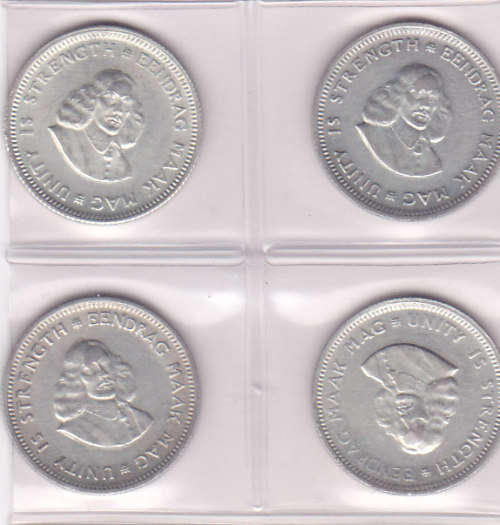 SOUTH AFRICA  FIVE CENTS SILVER (1961-1964 --SET OF 4 COINS)