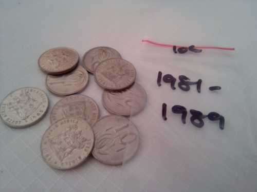 REPUBLIC OF SOUTH AFRICA TEN CENTS NICKEL (SET OF 9 COINS - 1981-1989)