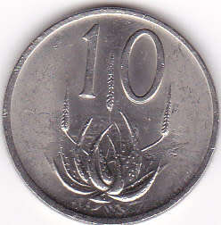 REPUBLIC OF SOUTH AFRICA TEN CENTS NICKEL (SET OF 5 COINS - 1989)