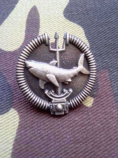 SADF RECCE ATTACK DIVERS MESS DRESS BADGE - oxidized- SILVER