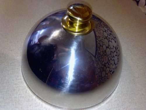 FOOD COVERS (CLOCHES) STAINLESS STEEL-  WITH GOLD PLATED KNOB - EX- GUESTHOUSE STOCK