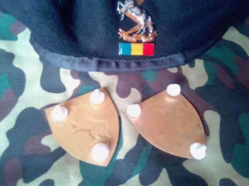 SADF TECHNICAL SERVICES BERET (TDK) - FULL - INCL.SET OF SHOULDER FLASHES
