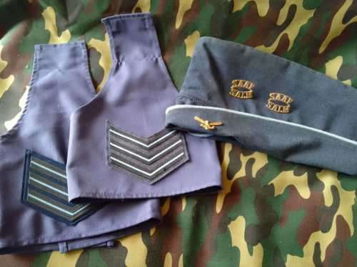 SADF - SA AIRFORCE SIDE CAP WITH BADGE/ Sgt. BRASSARDS/ SAAF TITLE BADGES