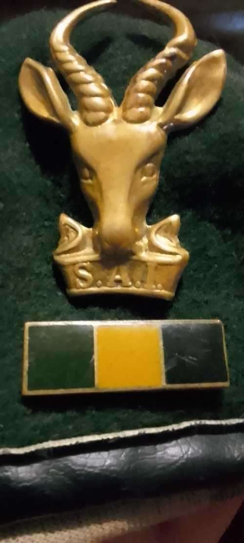 SADF INFANTRY BERET (BRASS CAP BADGE + BALKIE)