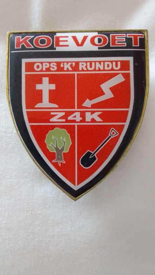 SADF  - KOEVOET  OPS `K` RUNDU (Z4K)- COMMEMORATIVE METAL FLASH