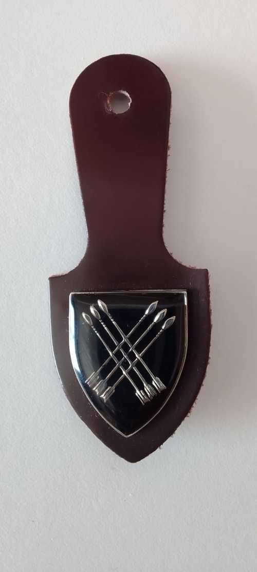 SADF/ SA ARMY 32 BATTALION POCKET FOB ON LEATHER FOB    --- with pins **